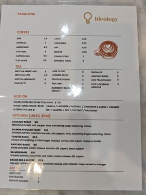 Menu photo 6 Ideology Coffee Pasadena, CA