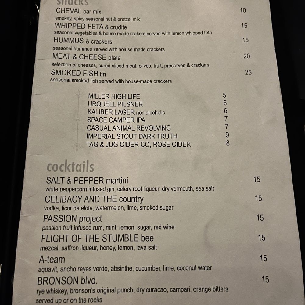 Cheval - Menu - Cocktail Bars Near Me - Kansas City, Missouri