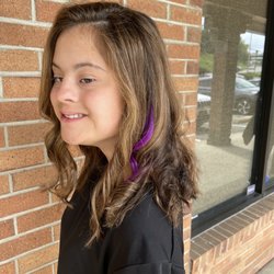 Hair Symmetry - I got my brown highlights and a purple extension today from Cathy  she did a great job on my hair today