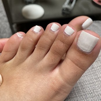 Gel Nails Spa - Messy pedicure after repeatedly asking the lady to clean the lines :/ - Nail Salons Near Me - Lafayette, California