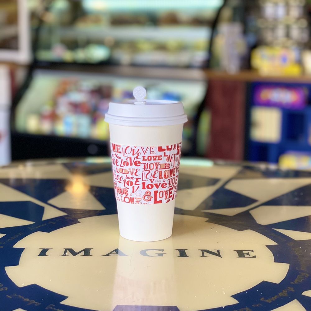 a coffee cup on a table