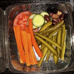 Aladdin's Eatery - Cuyahoga Falls - Hummus, veggie plate and grilled chicken tenders with rice