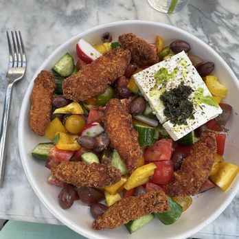 Mood - Greek style salad and fried chicken - Breakfast & Brunch Near Me - Los Angeles, California Mood - Greek style salad and fried chicken - Breakfast & Brunch Near Me - Los Angeles, California
