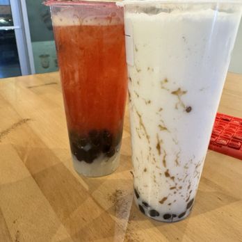 Cactus Bubble Tea - Strawberry Peach Fruit Tea and Coconut Slush - Bubble Tea Near Me - Las Vegas, Nevada