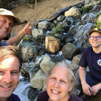Bay Area Waterscapes - Happy crew at the End of the Day &  functioning waterfall - Landscaping Near Me