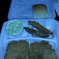 Kings Fast Food Chicken - Two spicy breasts,wedges,and potatoe salad.