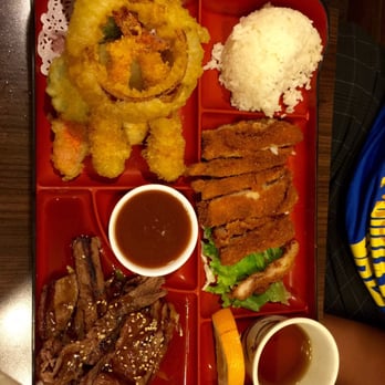 O' Sushi - Bento box with beef teriyaki, chicken katsu and tempura - Sushi Bars Near Me - Newark, California