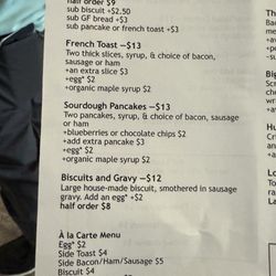 The Cottage Bread And Breakfast - Part of the Breakfast Menu July 2025