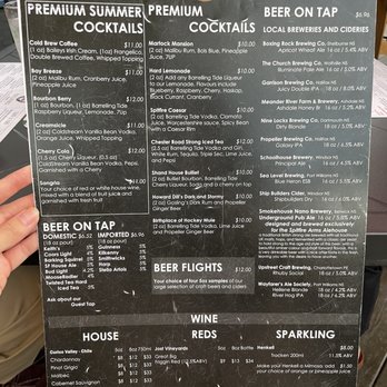 Spitfire Arms Bar and Grill - Drink menu part 1 - British Near Me - Windsor, Nova Scotia