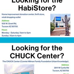 Arrived at our Admin. Office and you're looking for either the HabiStore or the CHUCK Center? We can help you find the right location.