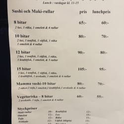 Sushi 21 - Menu with priced