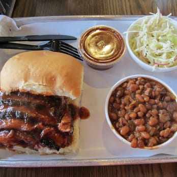 Smoque BBQ - brisket sandwich with sides of cole slaw and baked BBQ beans - Barbeque Near Me - Chicago, Illinois Smoque BBQ - brisket sandwich with sides of cole slaw and baked BBQ beans - Barbeque Near Me - Chicago, Illinois