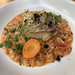 Meagre with seafood rice (half portion)