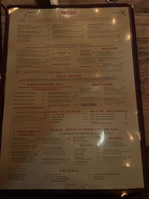 Menu photo 1 Big Easy London, XGL Menu photo 1 Big Easy London, XGL