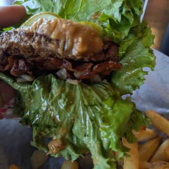 Killer Burger Wilsonville - Peanut butter pickled bacon on lettuce wrap - Burgers Near Me - Wilsonville, Oregon Killer Burger Wilsonville - Peanut butter pickled bacon on lettuce wrap - Burgers Near Me - Wilsonville, Oregon