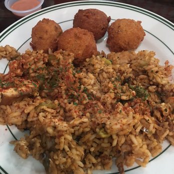MayMoes - Jambalaya plate with hushpuppies - Cajun/Creole Near Me - Logan, Utah