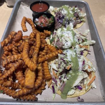 Hickory by Kent Rathbun - Brisket tacos and sweet potato fries - Barbeque Near Me - Dallas, Texas Hickory by Kent Rathbun - Brisket tacos and sweet potato fries - Barbeque Near Me - Dallas, Texas