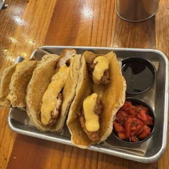 Treylor Park - Chicken & Pancake Tacos - New American Near Me - Savannah, Georgia Treylor Park - Chicken & Pancake Tacos - New American Near Me - Savannah, Georgia
