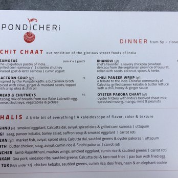 Pondicheri - Dinner Menu - Indian Near Me - Houston, Texas