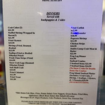 Frog Island Seafood - Menu picture - Seafood Markets Near Me - Barco, North Carolina Frog Island Seafood - Menu picture - Seafood Markets Near Me - Barco, North Carolina