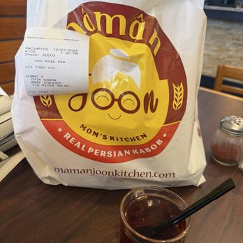 Maman Joon Kitchen - Takeout bag and tea - Persian/Iranian Near Me - Westlake, Maryland
