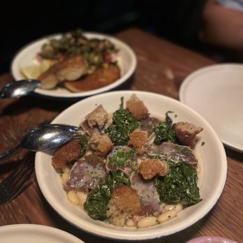 Rich Table - Maguro Tataki, Braised Cranberry Beans, Swiss Chard, Fried Sourdough - New American Near Me - San Francisco, California