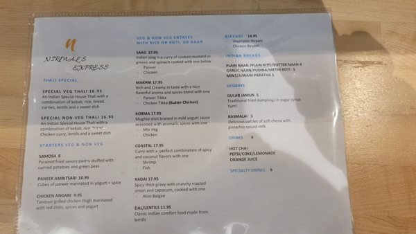 Menu photo 2 Nirmals Express Seattle, WA