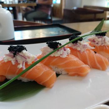 Yuzu Sushi - Salmon with Yuzu's special creamy sauce - Japanese Near Me - Chamblee, Georgia