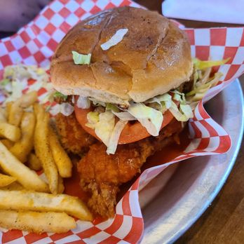 Hometown Seafood - Buffalo chicken sammie it was HUGE! - Wine Bars Near Me - Corpus Christi, Texas Hometown Seafood - Buffalo chicken sammie it was HUGE! - Wine Bars Near Me - Corpus Christi, Texas