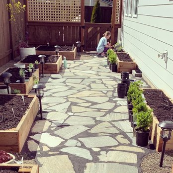Contour Excavation - Flagstone Paver installation w/Garden Boxes - Excavation Services Near Me Contour Excavation - Flagstone Paver installation w/Garden Boxes - Excavation Services Near Me