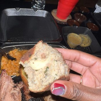 Hannah Q Smokehouse - Giant Pepperjack Stuffed Boudin Balls - Barbeque Near Me - Baton Rouge, Louisiana Hannah Q Smokehouse - Giant Pepperjack Stuffed Boudin Balls - Barbeque Near Me - Baton Rouge, Louisiana