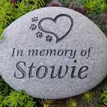 Say It In Stones - Medium sized river stone pet memorial engraved with the "heart with paws" graphic - Engraving Near Me - Olympia, Washington Say It In Stones - Medium sized river stone pet memorial engraved with the "heart with paws" graphic - Engraving Near Me - Olympia, Washington