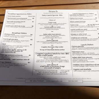 Coquine - 10.19.18 Menu - New American Near Me - Portland, Oregon