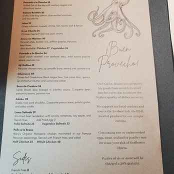Parada - Menu- back - Peruvian Near Me - Walnut Creek, California