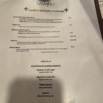 Lucile's Creole Cafe - Drink menu - Cajun/Creole Near Me - Denver, Colorado