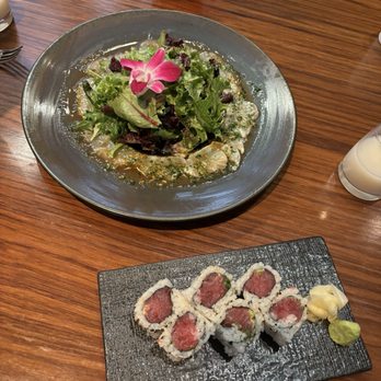 Morimoto - Spicy tuna roll and whitefish carpaccio - Japanese Near Me - Las Vegas, Nevada Morimoto - Spicy tuna roll and whitefish carpaccio - Japanese Near Me - Las Vegas, Nevada