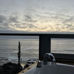 View from our balcony bath tub. With wine that was for purchase in the room View from our balcony bath tub. With wine that was for purchase in the room