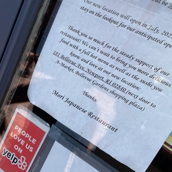 Mori Sushi - Announcement on their move - Sushi Bars Near Me - Newport, Rhode Island Mori Sushi - Announcement on their move - Sushi Bars Near Me - Newport, Rhode Island