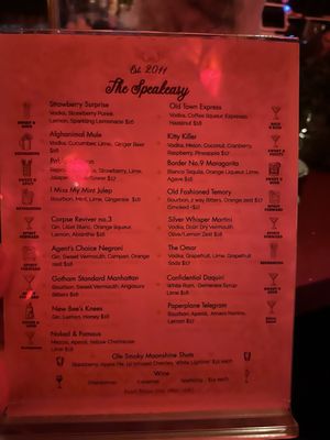 Menu photo 1 The Speakeasy Pasadena, CA Menu photo 1 The Speakeasy Pasadena, CA