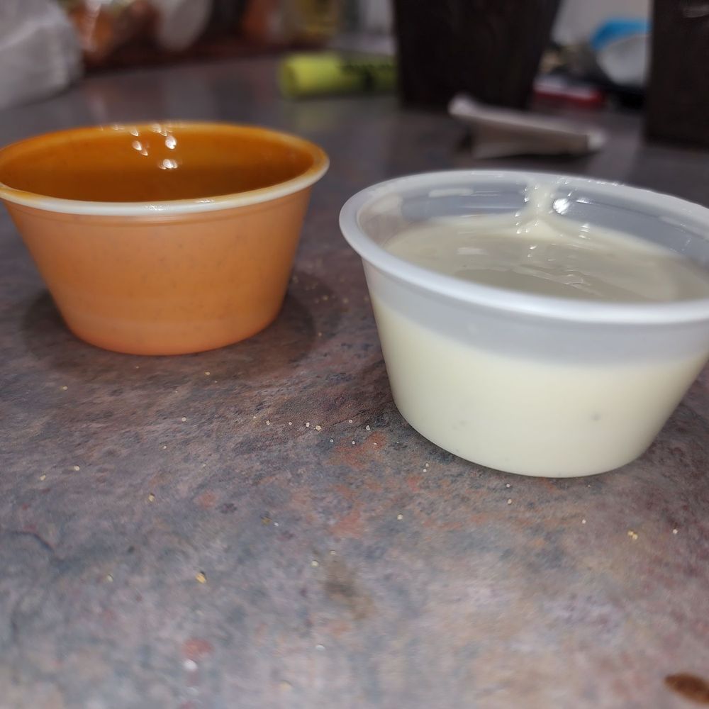 CJ's Pizza - How am I going to coat 6 wings with these little tubs of sauce - Pizza Near Me - Columbus, Mississippi CJ's Pizza - How am I going to coat 6 wings with these little tubs of sauce - Pizza Near Me - Columbus, Mississippi