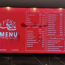 the menu of the restaurant