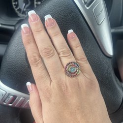 Trendy Nail Spa - Acrylic fill, french manicure, square shape.