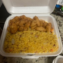 Sweet and sour chicken w pork fried rice Sweet and sour chicken w pork fried rice