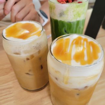 Sugar Baby - 2 Ice Ice Babies and a Strawberry Matcha with cold foam - Coffee & Tea Near Me - Seminole, Florida Sugar Baby - 2 Ice Ice Babies and a Strawberry Matcha with cold foam - Coffee & Tea Near Me - Seminole, Florida