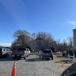 Claybrooke Farms - The area to have your tree loaded. They shake the trees to get rid of loose needles, bale them and secure them on the roof of your car.