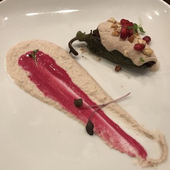 Living Breathing Kitchen - Stuffed jalapeño with nut and pomegranate sauce - Pop-Up Restaurants Near Me Living Breathing Kitchen - Stuffed jalapeño with nut and pomegranate sauce - Pop-Up Restaurants Near Me