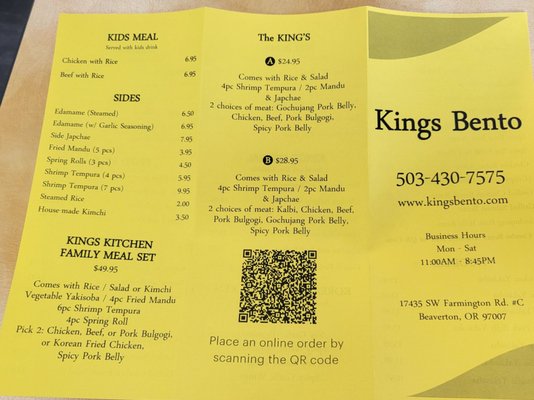 Menu photo 2 Kings Bento Aloha, OR