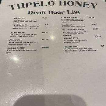 Tupelo Honey Southern Kitchen & Bar - Beer menu - Southern Near Me - Charlotte, North Carolina Tupelo Honey Southern Kitchen & Bar - Beer menu - Southern Near Me - Charlotte, North Carolina