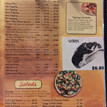 Piper's Pizza House - Menu - May 2022 - Pizza Near Me - Oakland City, Indiana Piper's Pizza House - Menu - May 2022 - Pizza Near Me - Oakland City, Indiana