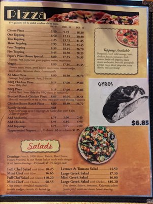 Menu photo 1 Piper's Pizza House Oakland City, IN Menu photo 1 Piper's Pizza House Oakland City, IN